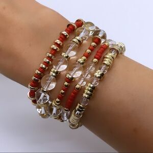 Wool + Pepper Co. Gold & Red Bracelet Stack (5)